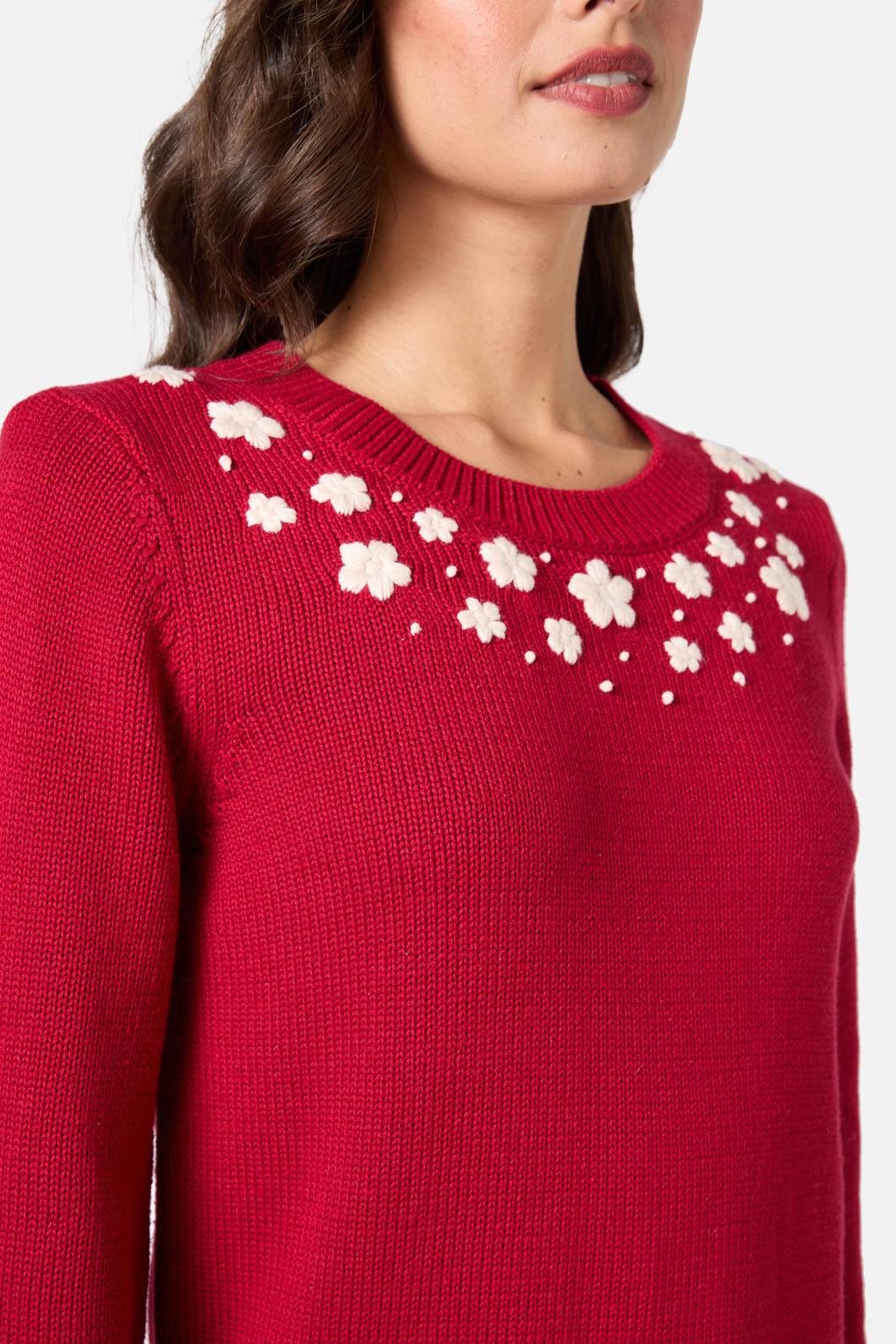 Princess Highway - Meg Daisy Embroidered Jumper - red