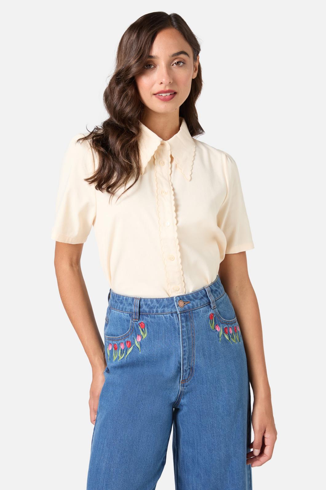 Princess Highway - Elouise Short Sleeve Blouse - cream