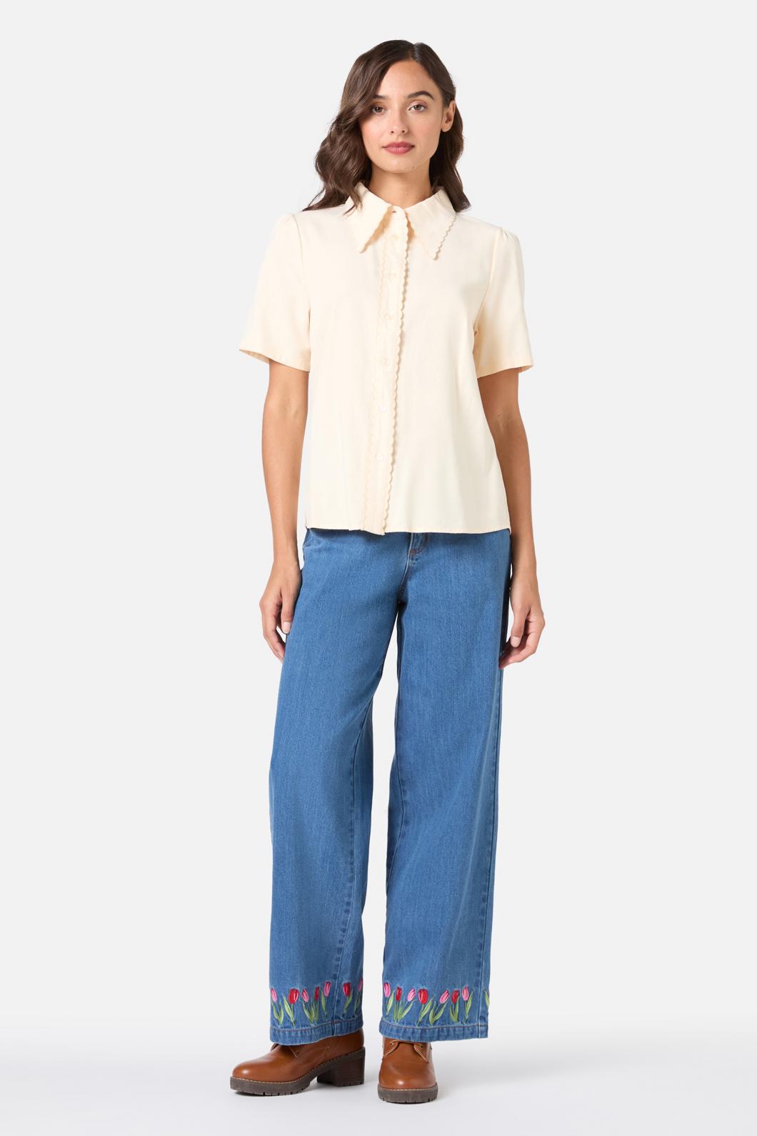 Princess Highway - Elouise Short Sleeve Blouse - cream