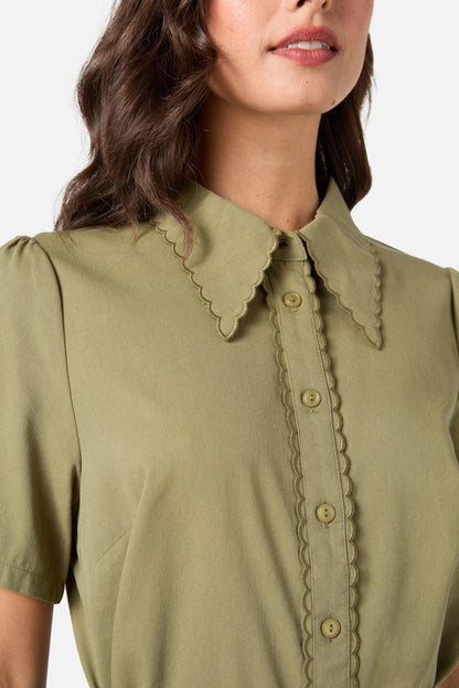Princess Highway - Elouise Short Sleeve Blouse - olive
