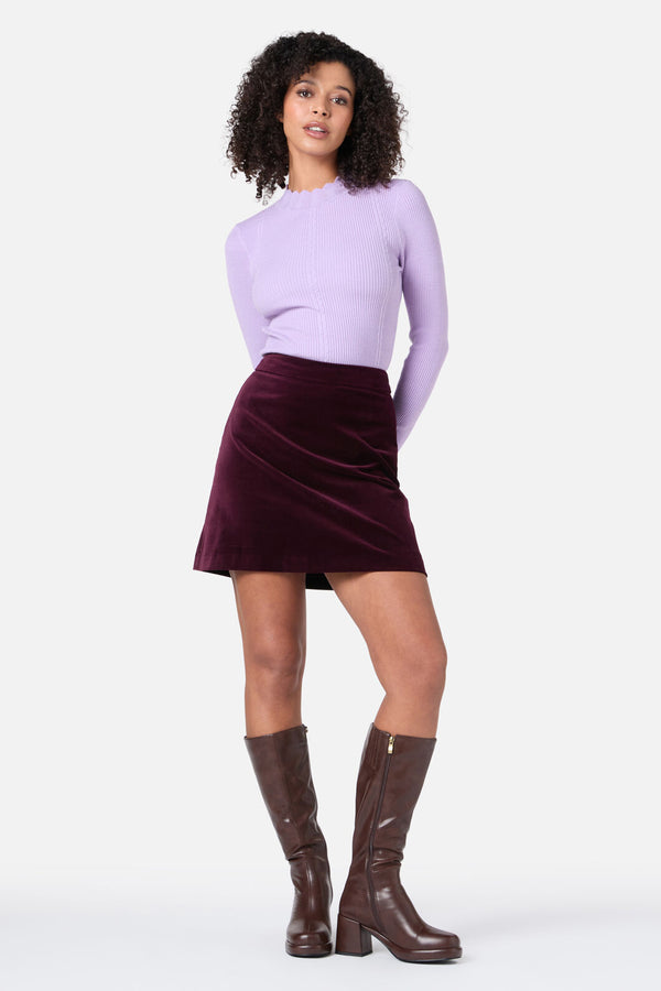 Princess Highway - Stella Velvet Mini Skirt - wine