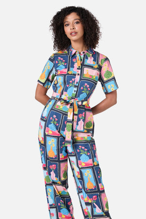 Princess Highway - Flower Vases Jumpsuit - navy