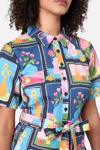 Princess Highway - Flower Vases Jumpsuit - navy