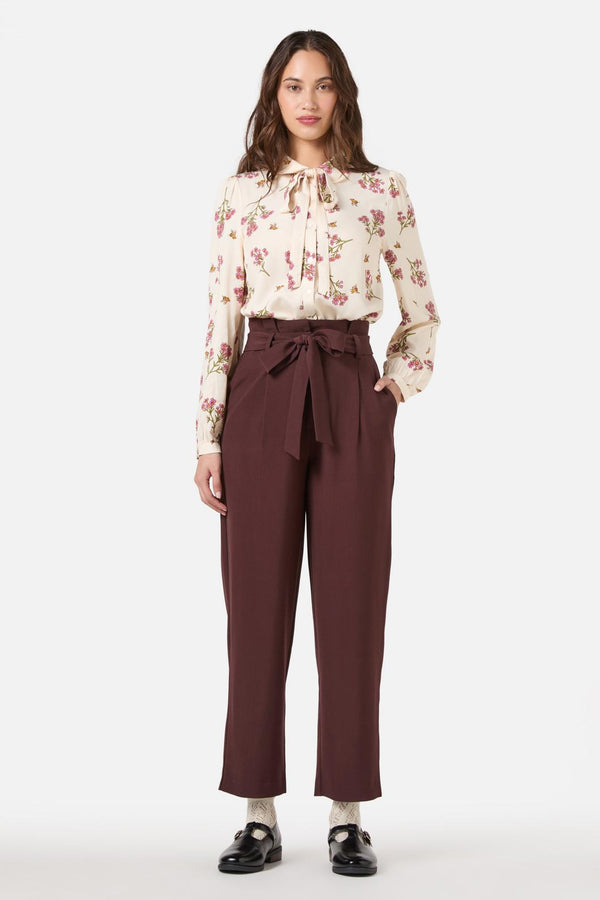 Princess Highway - Hailey High Waisted Pleat Pant - chocolate