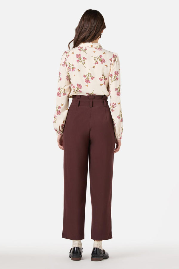 Princess Highway - Hailey High Waisted Pleat Pant - chocolate