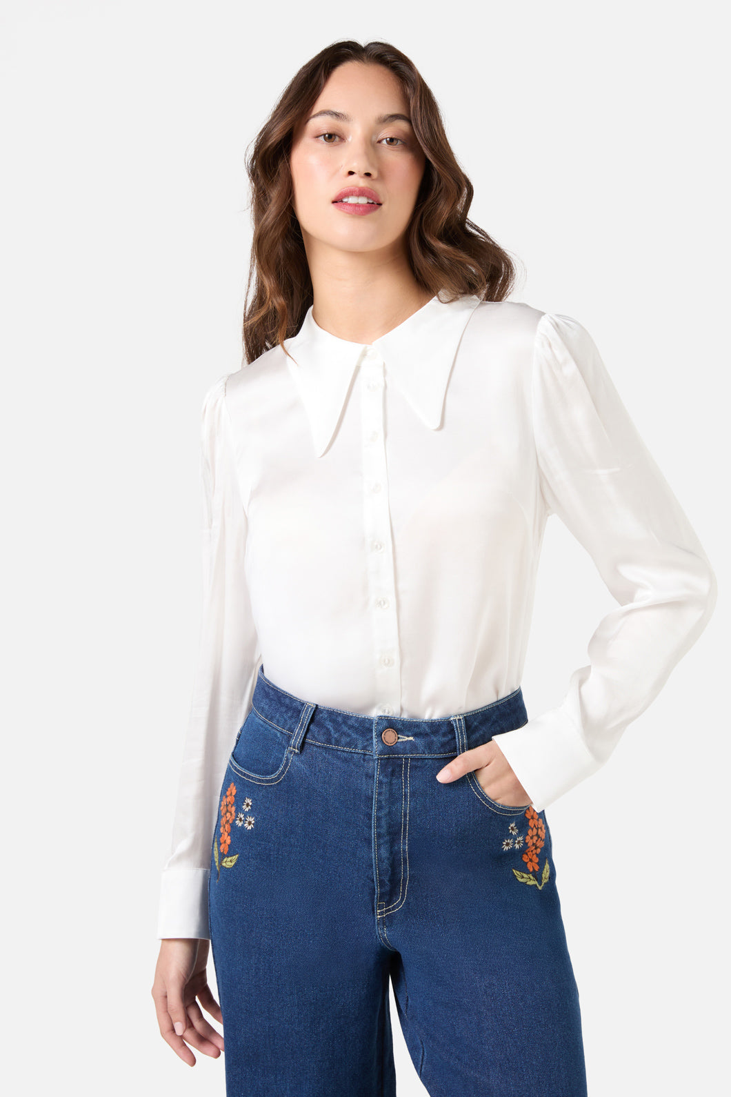 Princess Highway - Jane Pointed Collar Shirt - cream