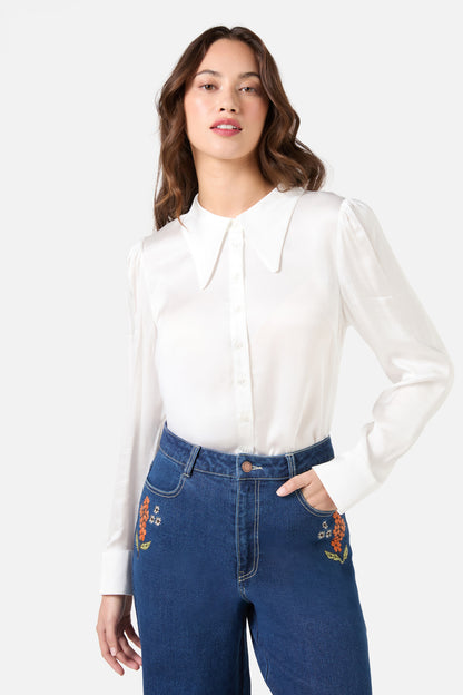 Princess Highway - Jane Pointed Collar Shirt - cream