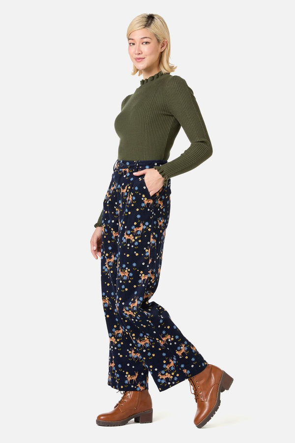 Princess Highway - Meadow Deer Cord Pant - navy