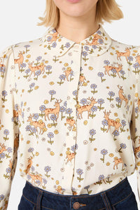 Princess Highway - Meadow Deer Long Sleeve Blouse - cream