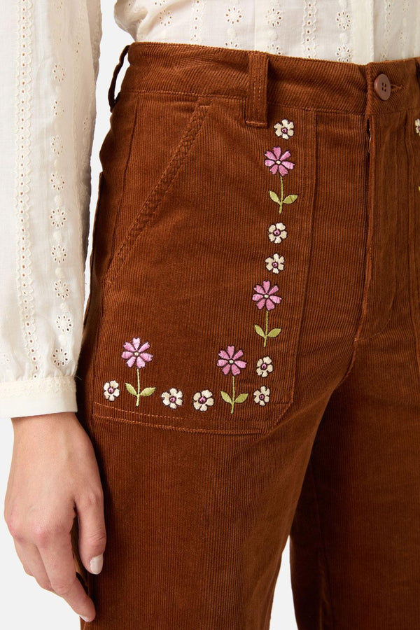 Princess Highway - Meadow Embroidered Cord Jean - toffee