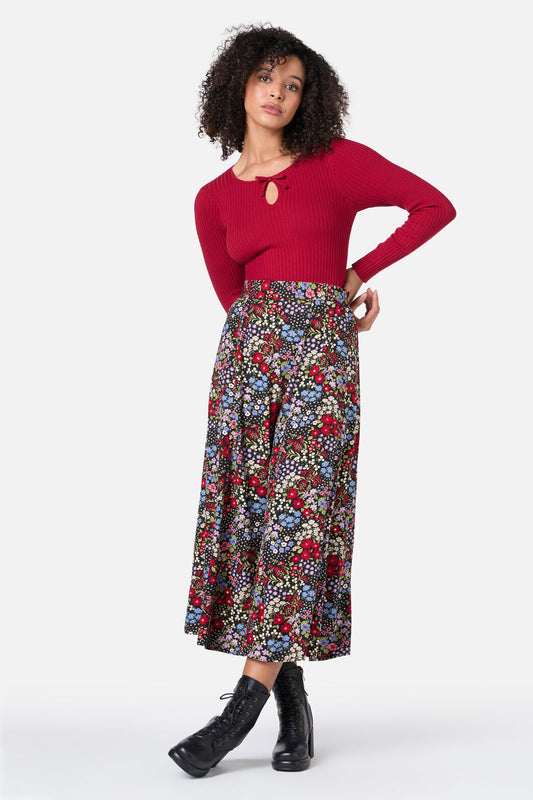 Princess Highway - Ada 90's Floral Midi Skirt - red