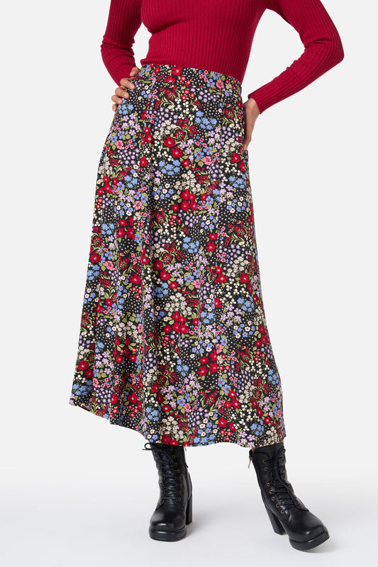 Princess Highway - Ada 90's Floral Midi Skirt - red
