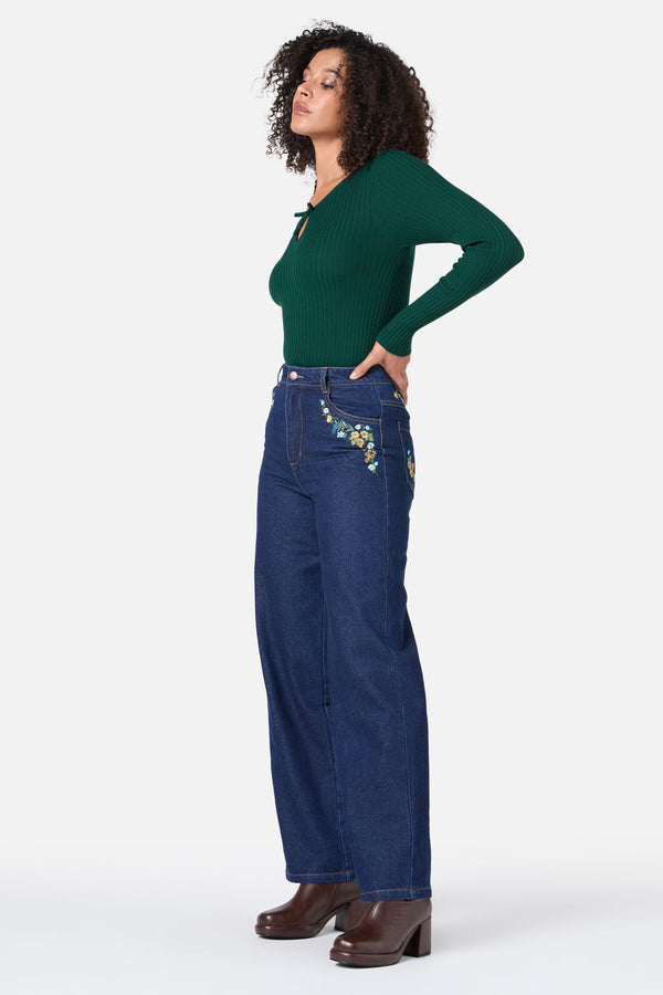 Princess Highway - Ada Embroidered Jean - blue-denim