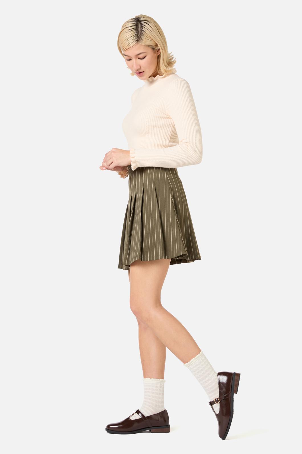 Princess Highway - Abby Pinstripe Pleat Skirt - olive