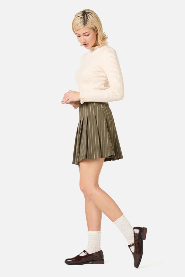 Princess Highway - Abby Pinstripe Pleat Skirt - olive