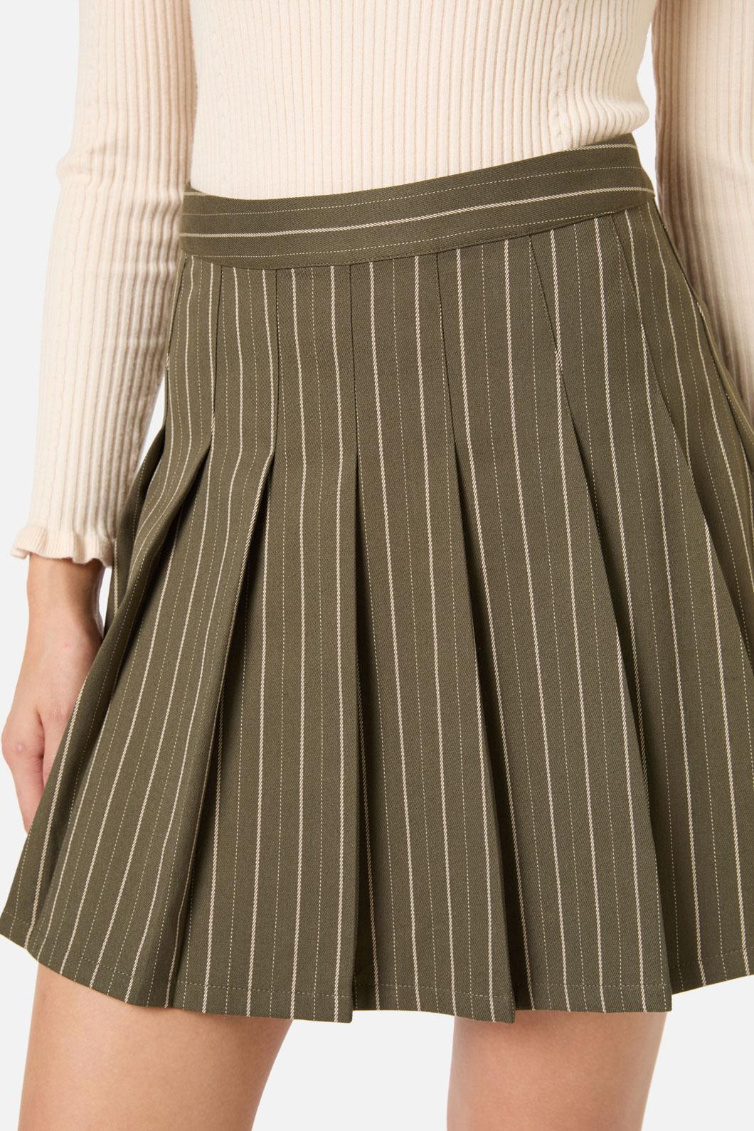 Princess Highway - Abby Pinstripe Pleat Skirt - olive