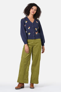 Princess Highway - Blossom Embroidered Cardigan - navy