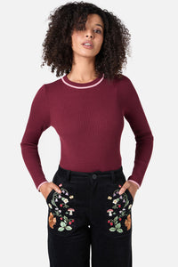 Princess Highway - Fifi Rib Knit Top - plum