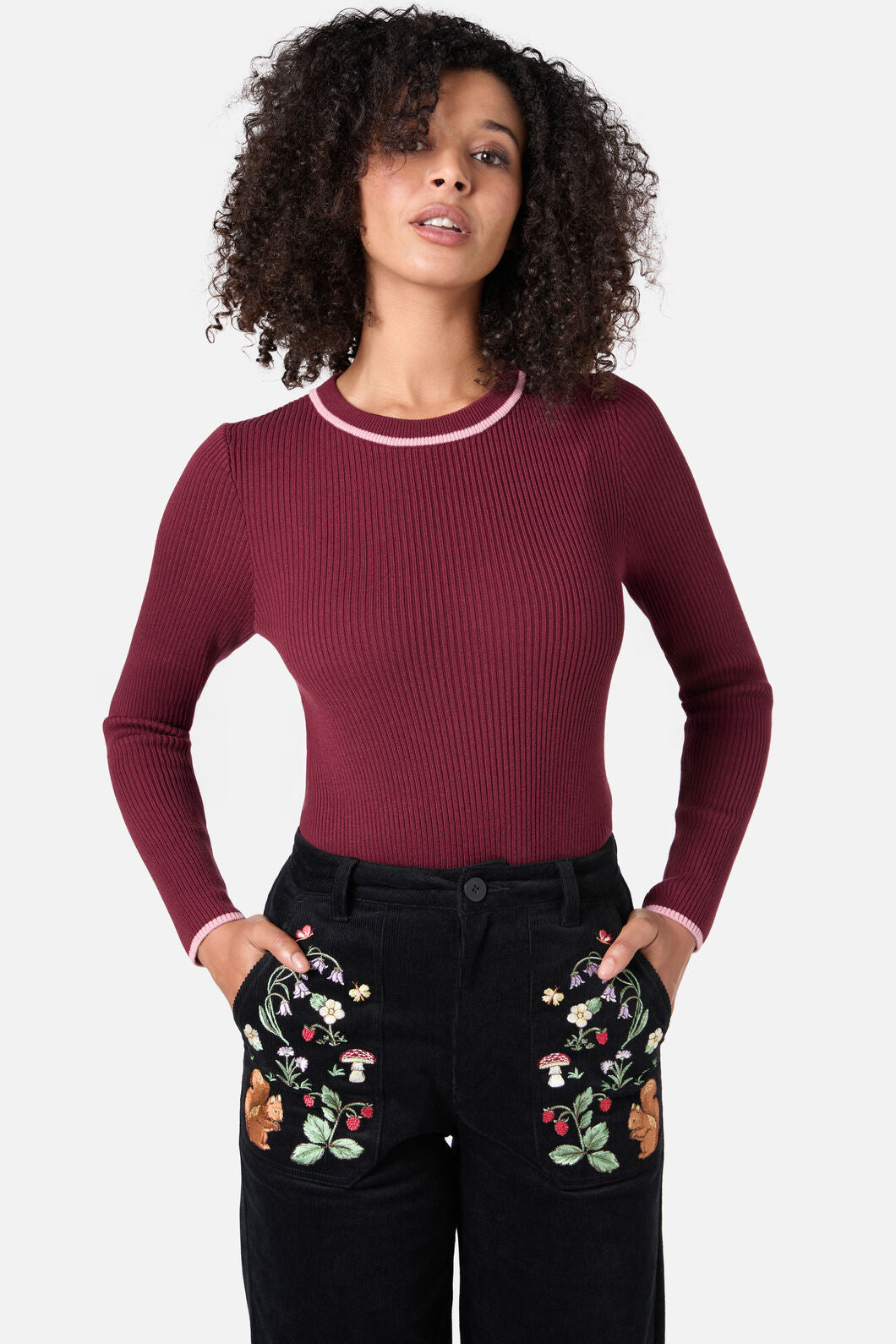 Princess Highway - Fifi Rib Knit Top - plum