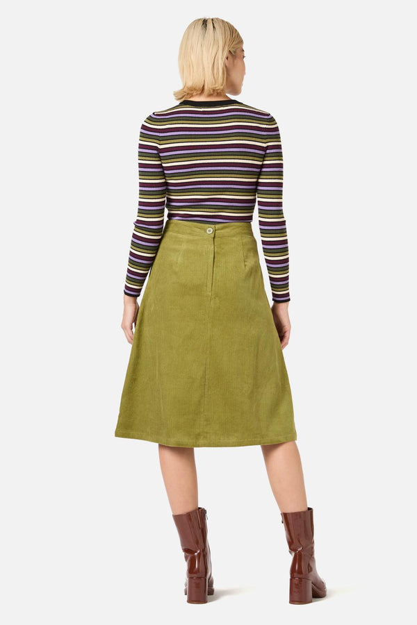 Princess Highway - Darcy Stripe Rib Knit Top - olive-purple