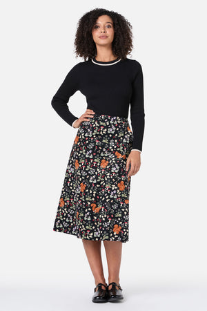 Princess Highway - Squirrel Away Cord Midi Skirt - black