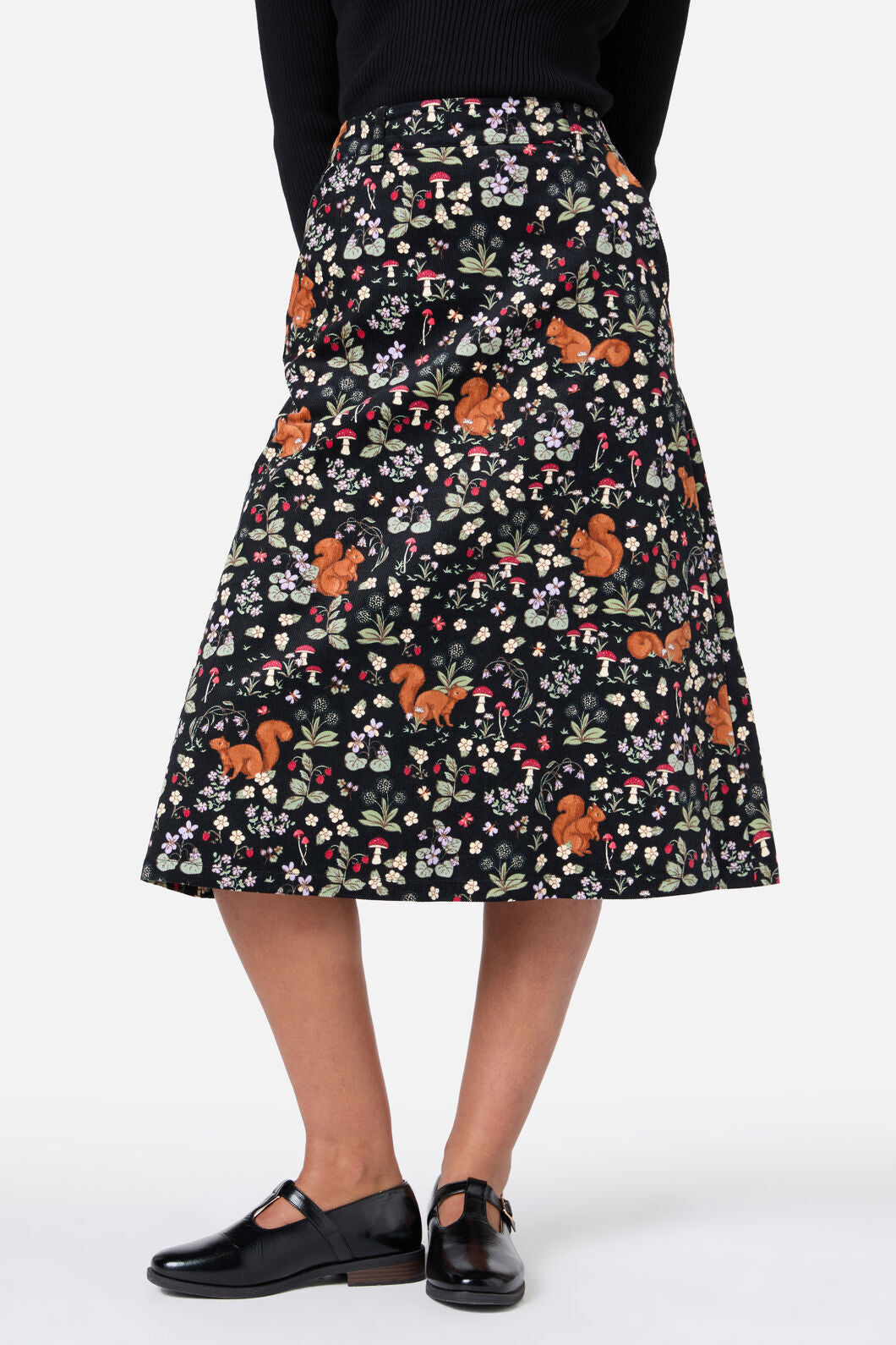 Princess Highway - Squirrel Away Cord Midi Skirt - black