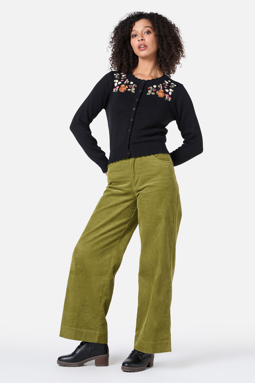 Princess Highway - Squirrel Embroidered Cardigan - black