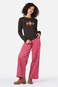 Princess Highway - Squirrel Embroidered Jumper - chocolate