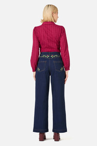 Princess Highway - Rose Bud Embroidered Jean - blue-denim