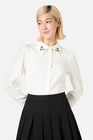 Princess Highway - Rose Bud Embroidered Blouse - cream