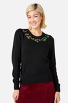 Princess Highway - Rose Bud Embroidered Jumper - black