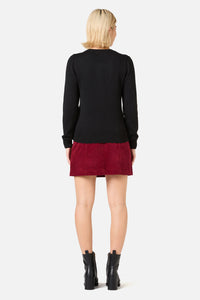 Princess Highway - Rose Bud Embroidered Jumper - black