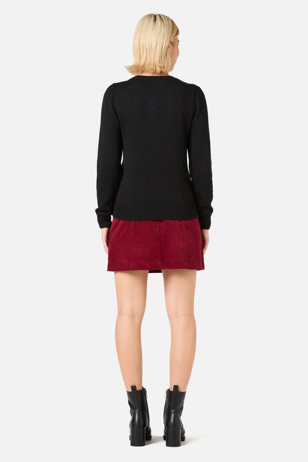 Princess Highway - Rose Bud Embroidered Jumper - black