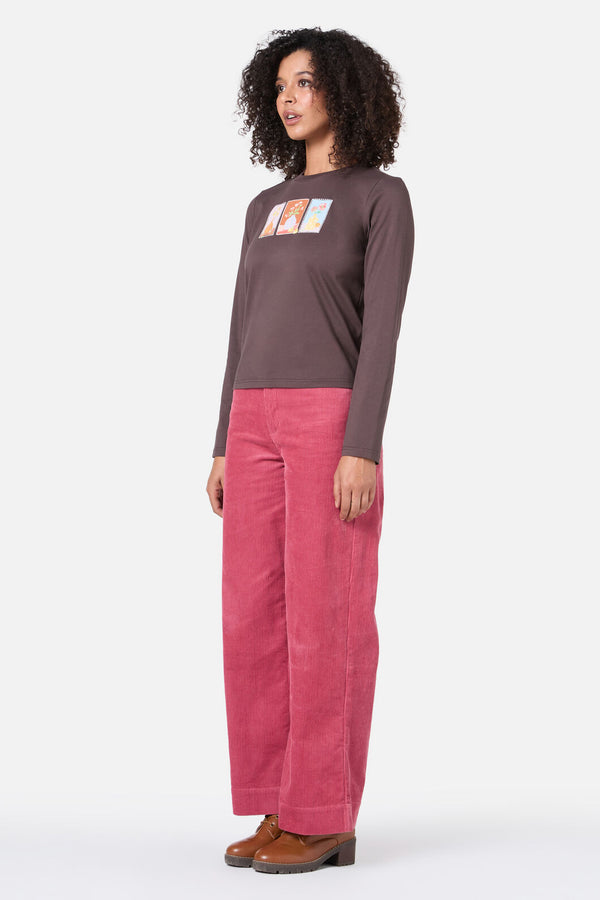 Princess Highway - Flower Vases Long Sleeve Tee - chocolate