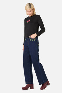 Princess Highway - Rose Long Sleeve Printed Tee - black
