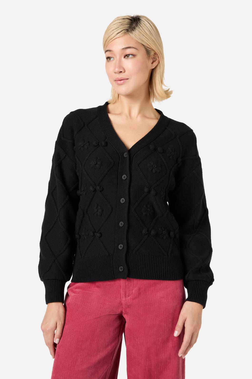 Princess Highway - Bloom Embroidered Cardigan - black
