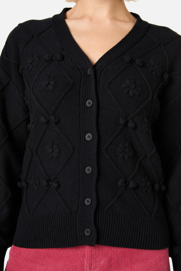 Princess Highway - Bloom Embroidered Cardigan - black