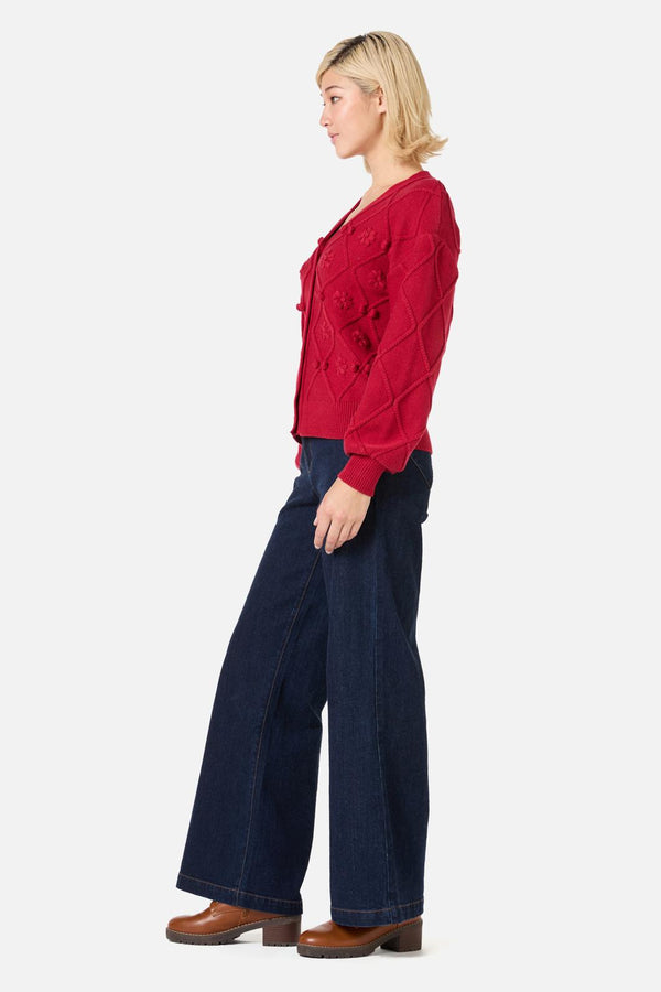 Princess Highway - Bloom Embroidered Cardigan - red