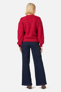 Princess Highway - Bloom Embroidered Cardigan - red
