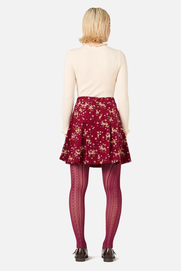 Princess Highway - Meadow Deer Cord Mini Skirt - red