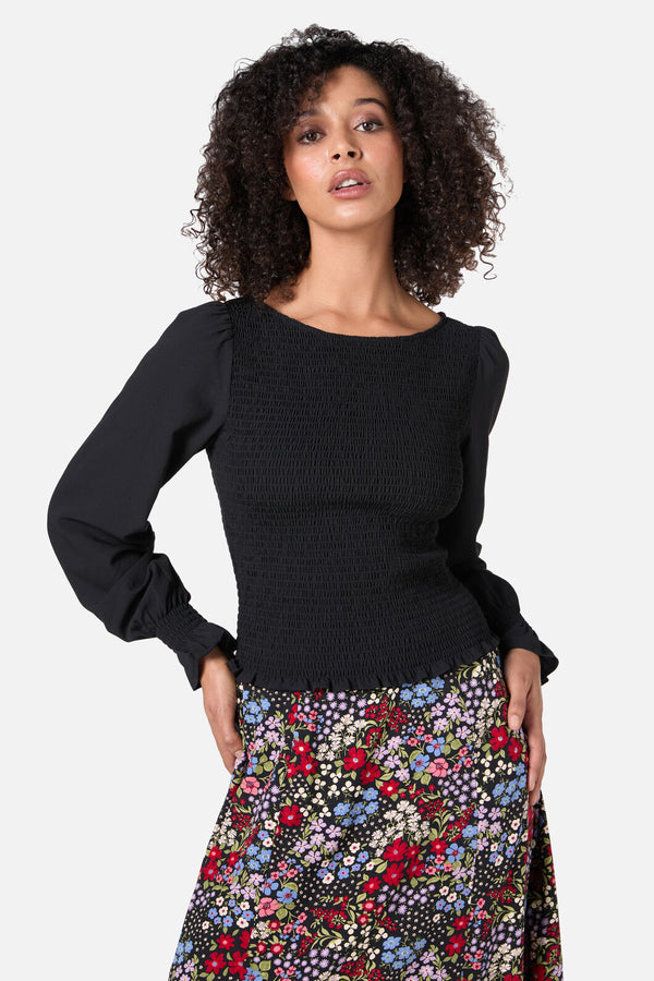 Princess Highway - Ebony Shirred Top - black