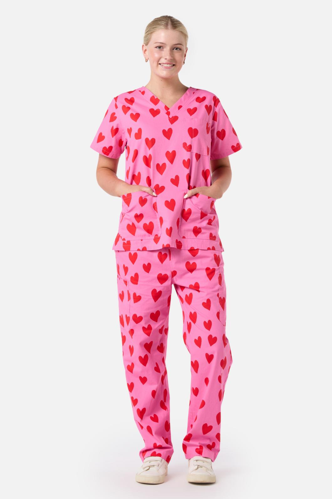 Princess Highway - Love Hearts Scrub Set - pink