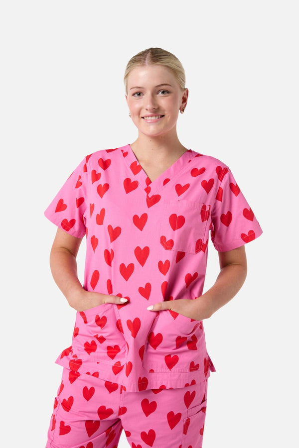Princess Highway - Love Hearts Scrub Set - pink
