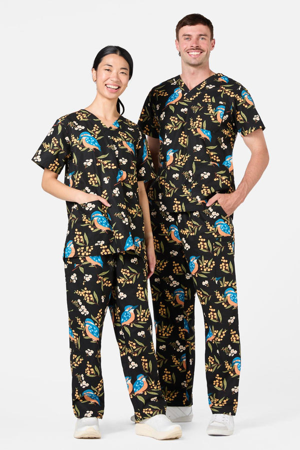 Princess Highway - Kingfisher Scrub Set - black