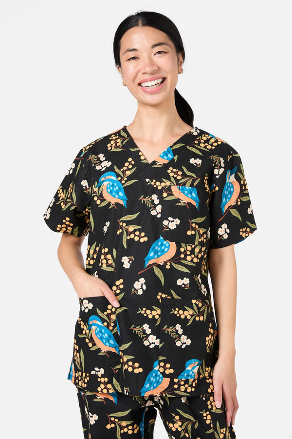 Princess Highway - Kingfisher Scrub Set - black