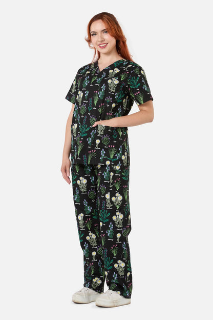 Love Scrubs - Herb Garden Scrub Set - black