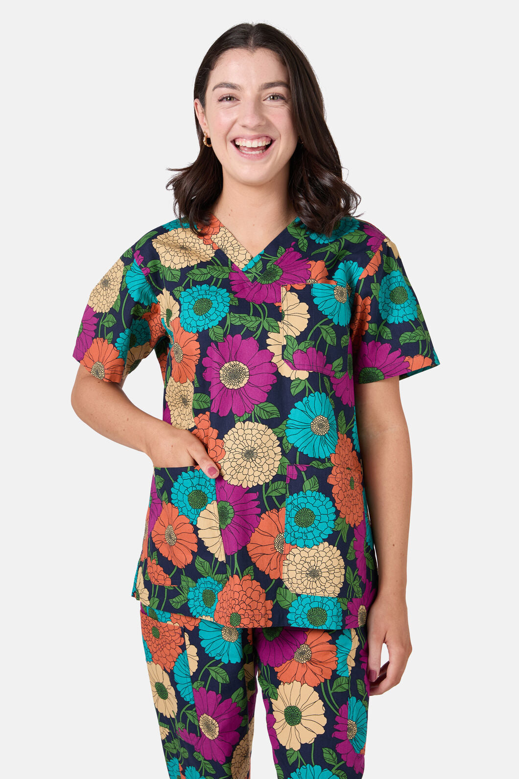 Princess Highway - Bonnie Floral Scrub Set - navy