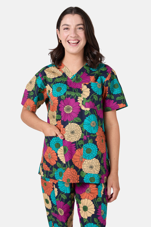Princess Highway - Bonnie Floral Scrub Set - navy