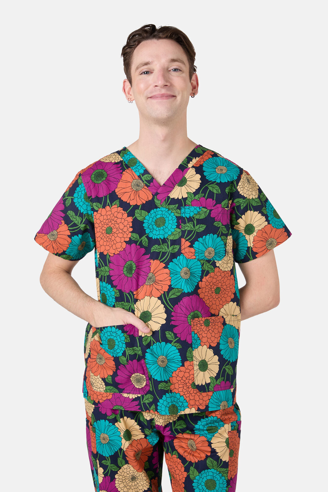 Princess Highway - Bonnie Floral Scrub Set - navy