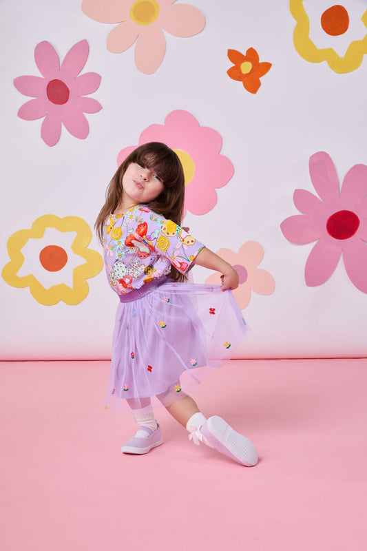 Princess Highway Kids - Pretty Emb Kids Mesh Skirt - lilac
